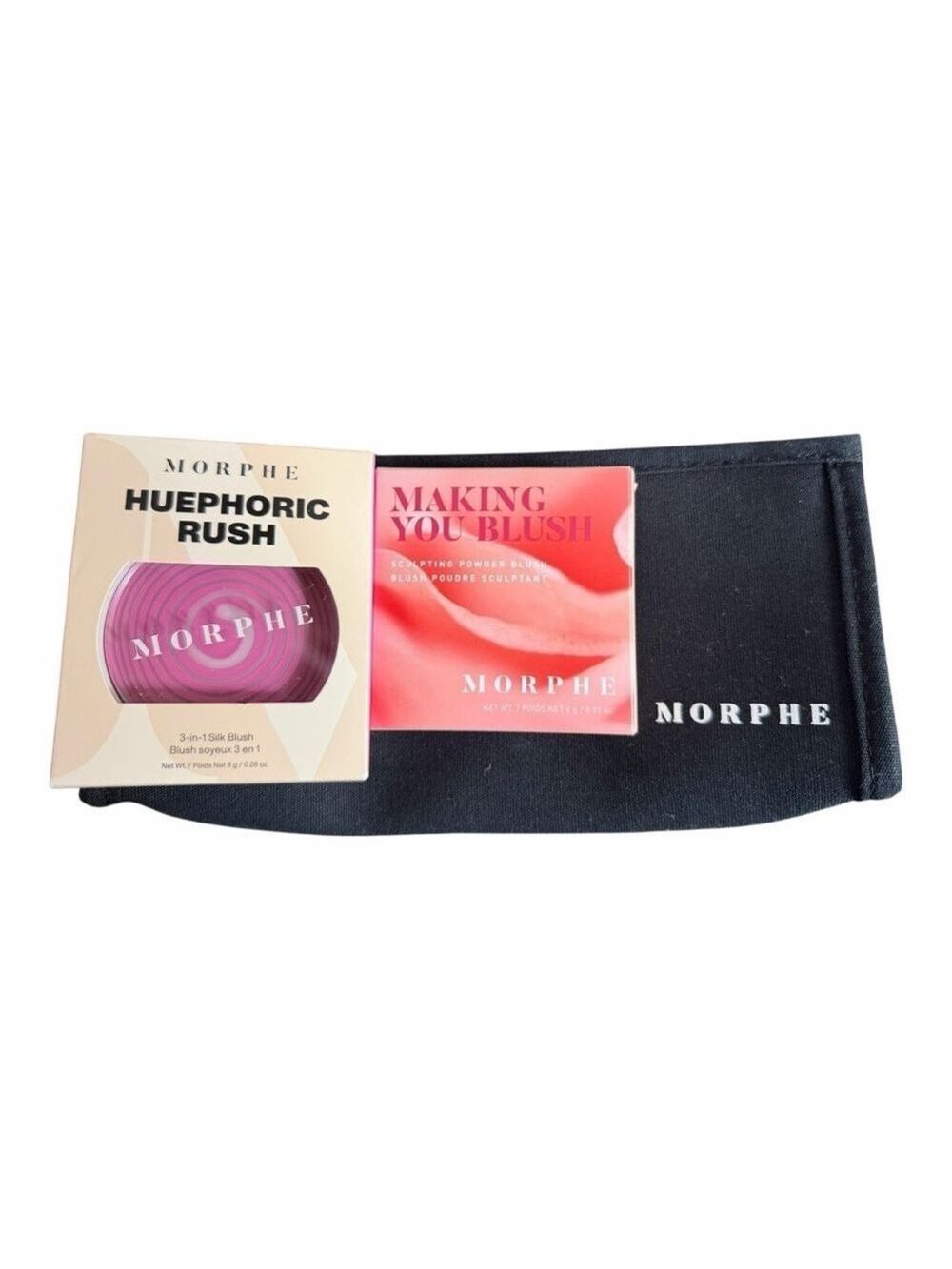 Morphe Making You Blush Sculpting Powder Blush, Huephoric Blush & Makeup Bag